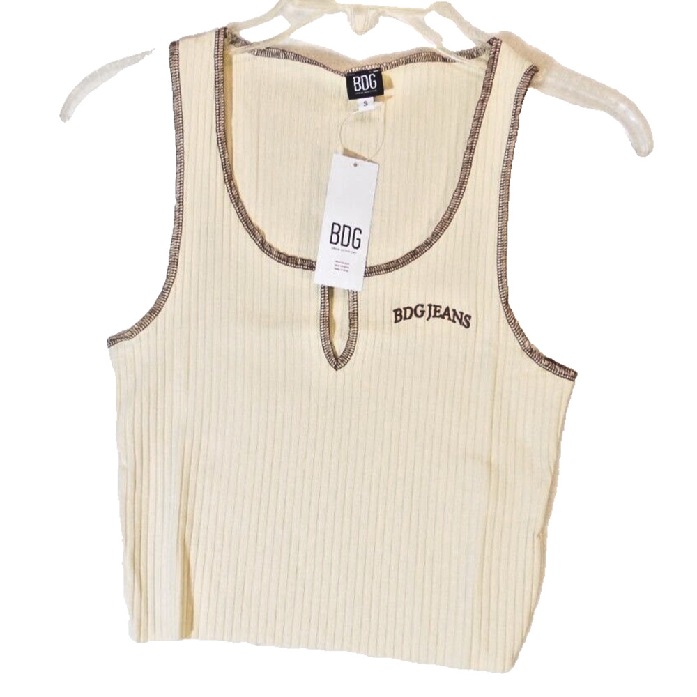 BDG Urban Outfitters Tank Top Womens S Tan Notch Neck Crop NWT - Picture 1 of 7